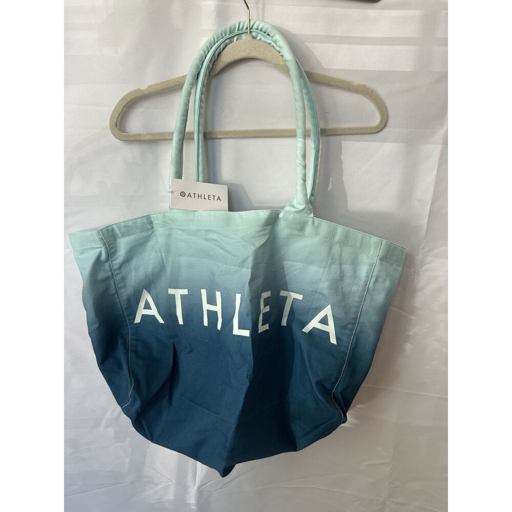 Athleta NWT Blue Ombre Canvas Tote Bag Carryall Beach Everyday Gym Travel